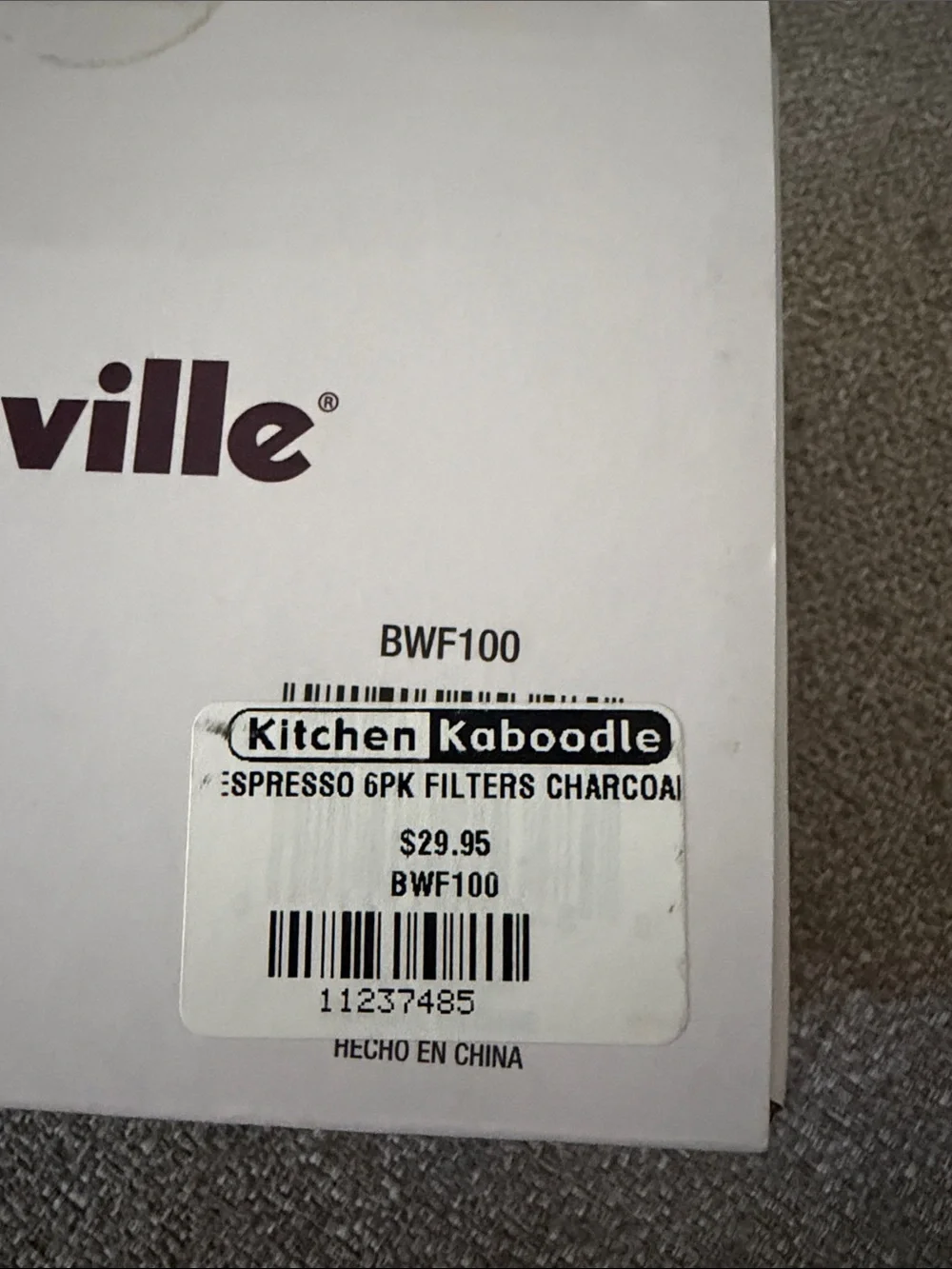 Breville BWF100 Water Filters (White) - 5 Pack Charcoal Filters